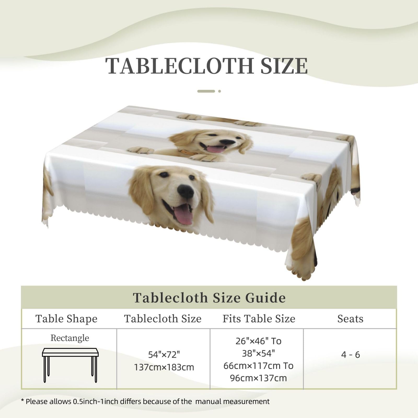 Amazon｜ゴールデンレトリバー テーブルクロス 長方形 撥水 テーブル